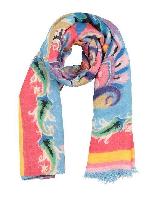 Etro Red Azure Scarf Modal, Cotton, Silk