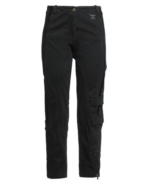 Aeronautica Militare Black Pants Cotton, Elastomultiester, Lycra