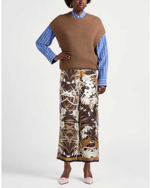 Max Mara Multicolor Camel Pants Silk