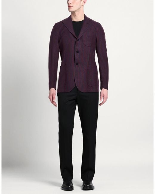 SARTITUDE NAPOLI Purple Blazer Virgin Wool, Cotton for men