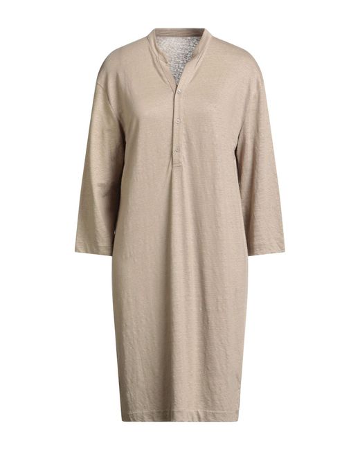 Majestic Filatures Natural Khaki Midi Dress Linen, Elastane