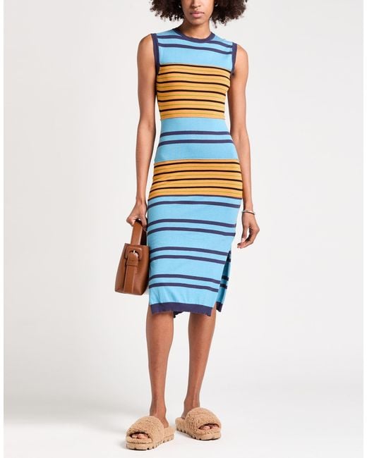 Marni Blue Midi Dress Cotton, Cashmere
