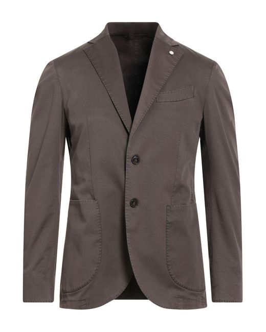 Luigi Bianchi Men's Brown Blazer Cotton, Elastane