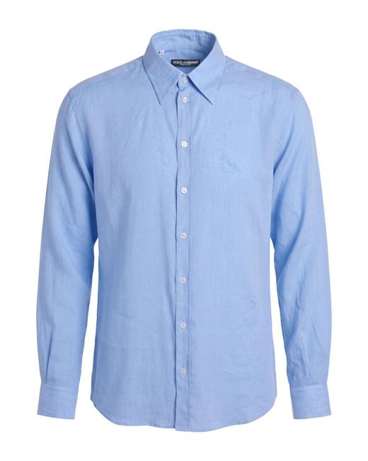 Dolce & Gabbana Blue Shirt Linen for men