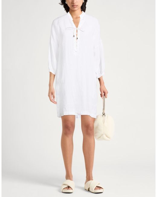 120% Lino White Mini Dress Linen
