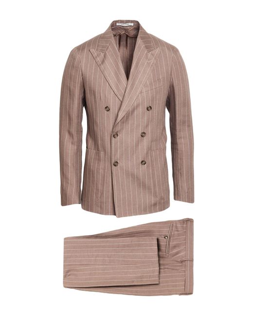Tagliatore Brown Suit Linen, Polyester for men