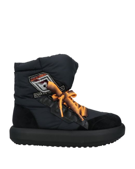 Emporio Armani Black Ankle Boots Textile Fibers, Leather for men