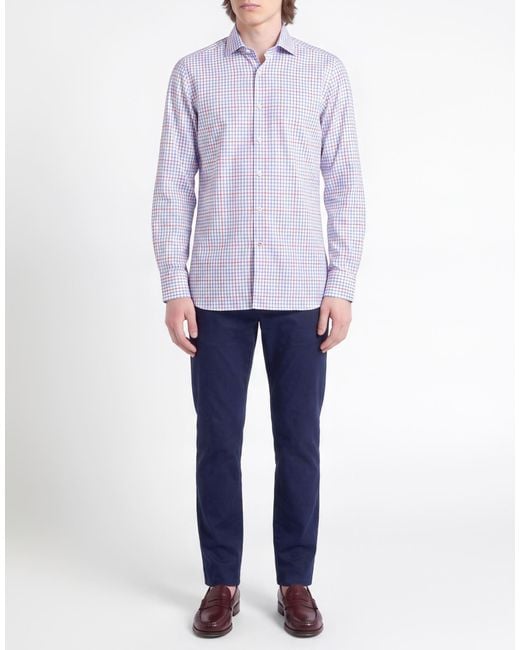 Isaia Blue Azure Shirt Cotton for men