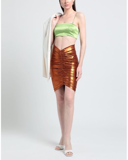 ANDAMANE Orange Midi Skirt Polyamide, Elastane