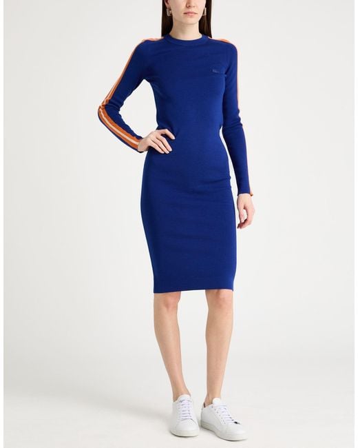 Lacoste Blue Bright Midi Dress Wool