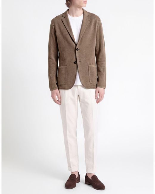 Maurizio Baldassari Brown Light Blazer Cotton, Virgin Wool for men