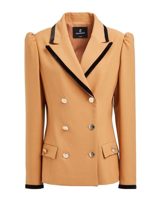 Cristinaeffe Natural Camel Blazer Polyester, Elastane