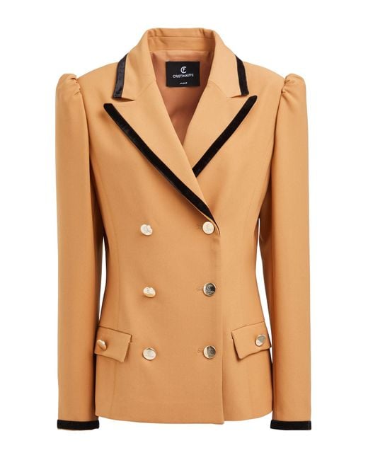 Cristinaeffe Natural Camel Blazer Polyester, Elastane