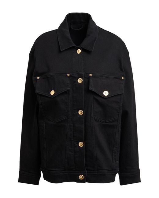 Versace Black Denim Outerwear Cotton, Elastane