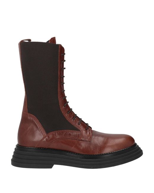 Laura Bellariva Brown Ankle Boots Textile Fibers, Leather