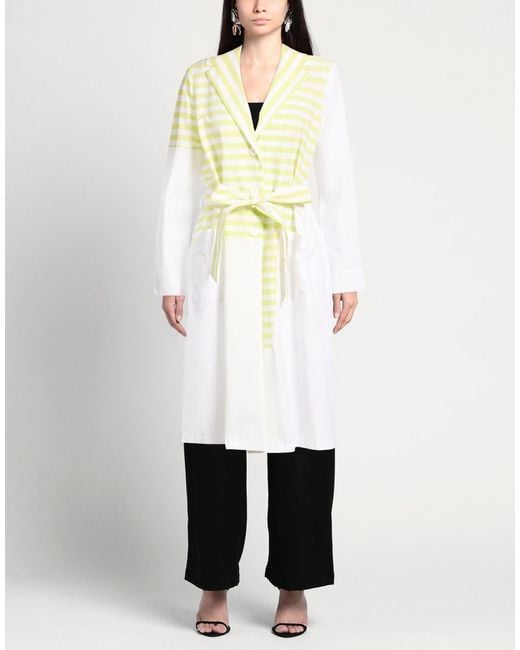 Pierantonio Gaspari White Overcoat & Trench Coat Cotton, Polyamide, Elastane