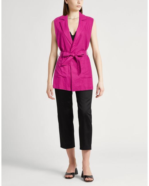 Fly Girl Purple Fuchsia Blazer Linen, Viscose