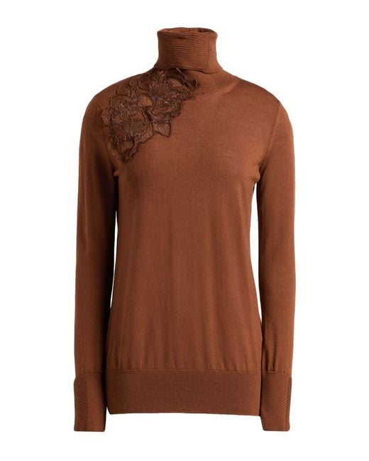 Ermanno Scervino Brown Turtleneck Merino Wool, Polyester, Cotton, Polyamide