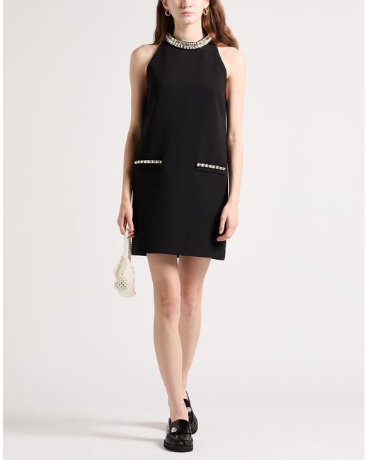 Sandro Black Mini Dress Polyester, Elastane