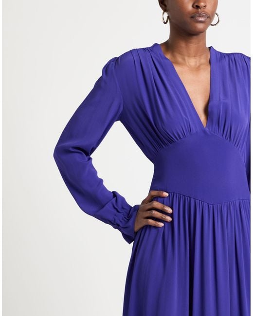 MEIMEIJ Purple Midi Dress Acetate, Silk