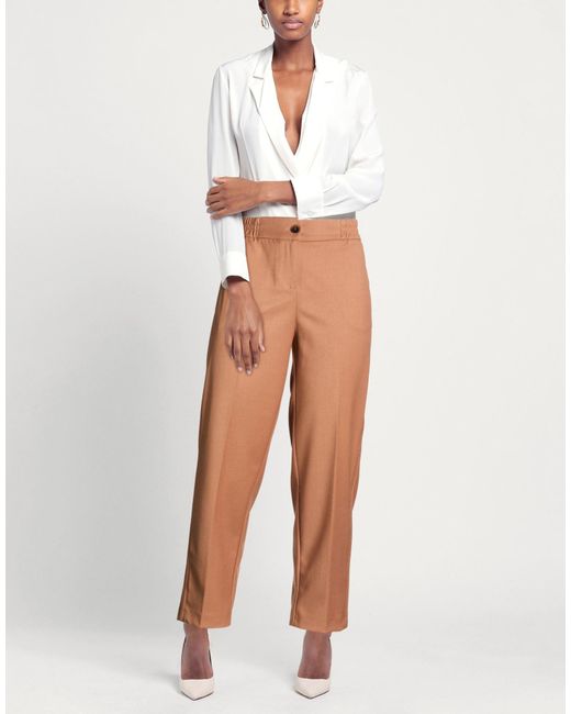 Nenette Natural Pants Polyester, Viscose, Elastane