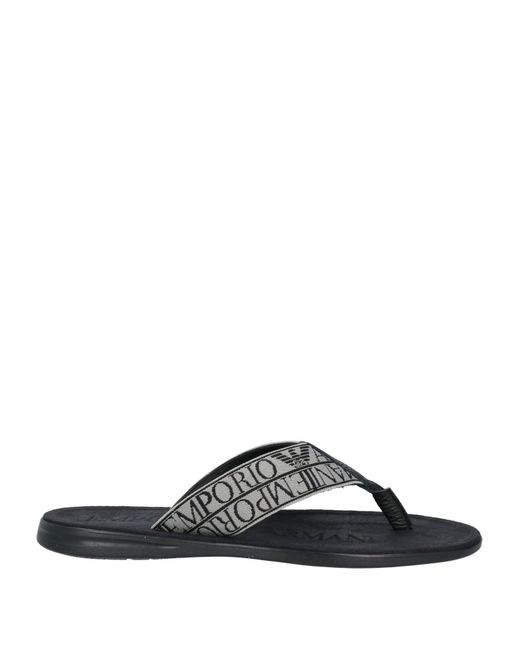 Emporio Armani Gray Thong Sandal Leather, Textile Fibers for men