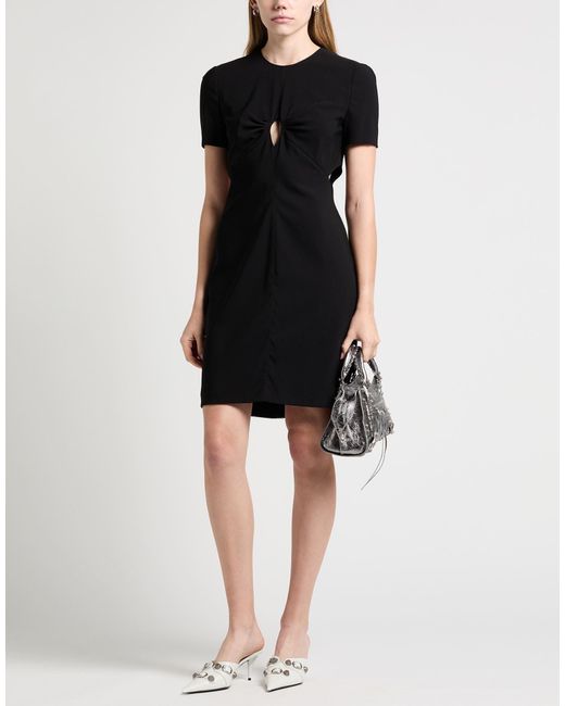 DSquared² Black Cutout Flared Crepe Mini Dress
