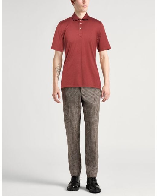 Brunello Cucinelli Red Polo Shirt for men