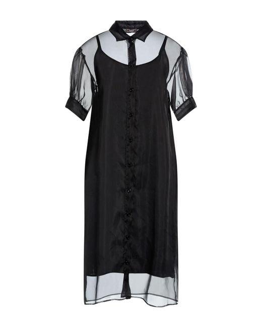Peserico Black Midi Dress Silk, Nylon