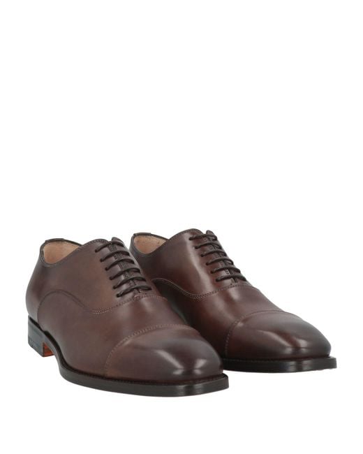 Santoni Brown Lace-Up Shoes Leather for men