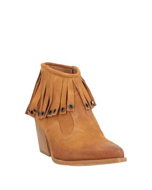 Divine Follie Brown Camel Ankle Boots Leather