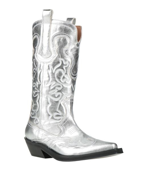 Ganni White Boot Textile Fibers