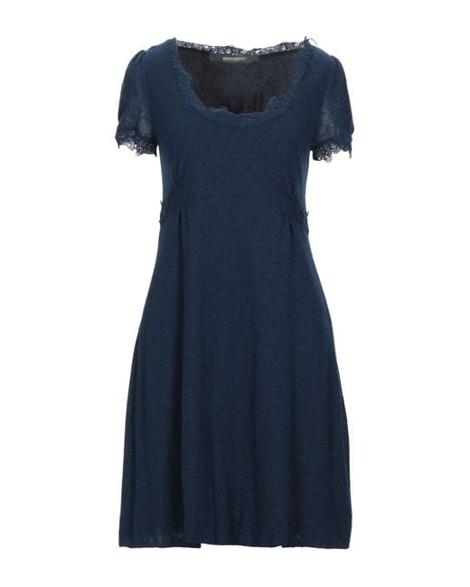 Ermanno Scervino Blue Slate Mini Dress Polyamide, Alpaca Wool, Merino Wool