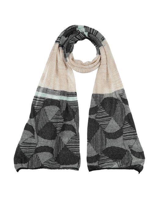 ALESSIA SANTI Black Scarf Linen, Cotton, Viscose, Polyester, Polyamide