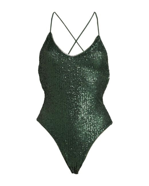Norma Kamali Green Dark Bodysuit Polyester, Elastane