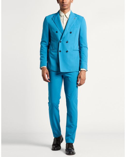Barbati Blue Suit Polyester, Viscose, Elastane for men
