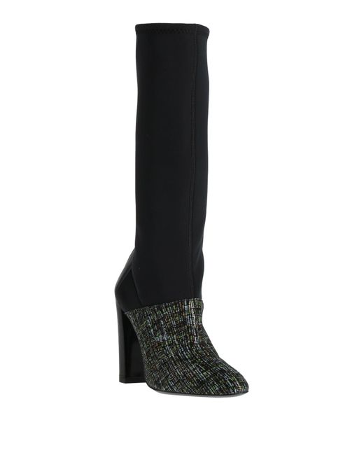 Pollini Black Boot Leather, Textile Fibers