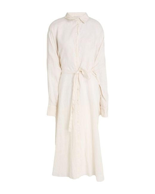 Antonelli White Midi Dress Linen