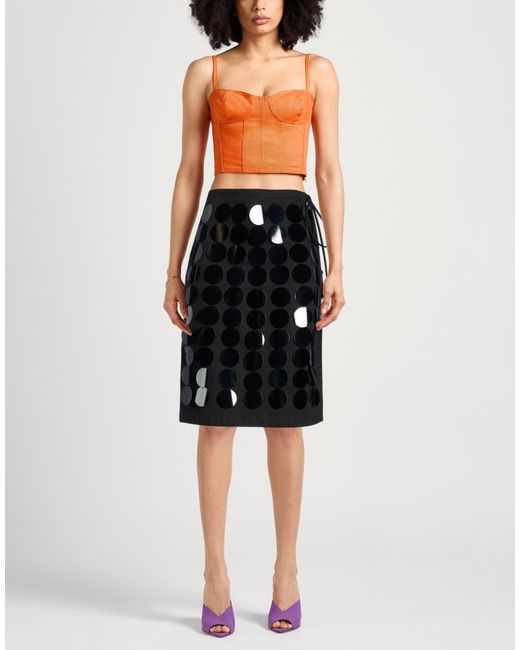MSGM Black Midi Skirt Cotton, Elastane, Polyester