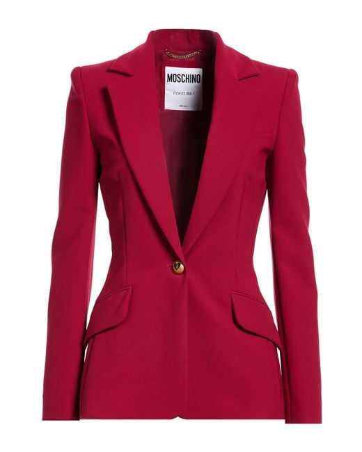 Moschino Red Blazer Polyester, Elastane