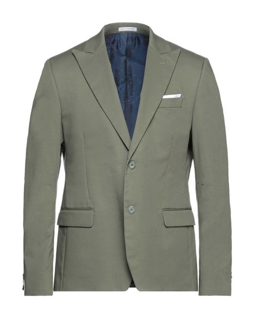 Daniele Alessandrini Green Military Blazer Cotton, Elastane for men