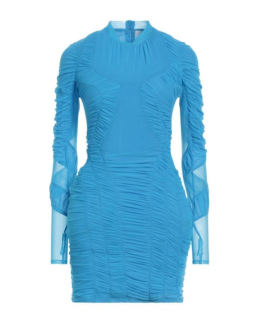 MARINE SERRE Blue Azure Mini Dress Polyamide, Viscose, Elastane