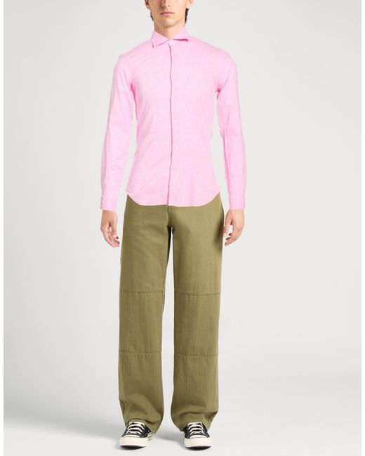 Manuel Ritz Pink Shirt Linen, Cotton for men