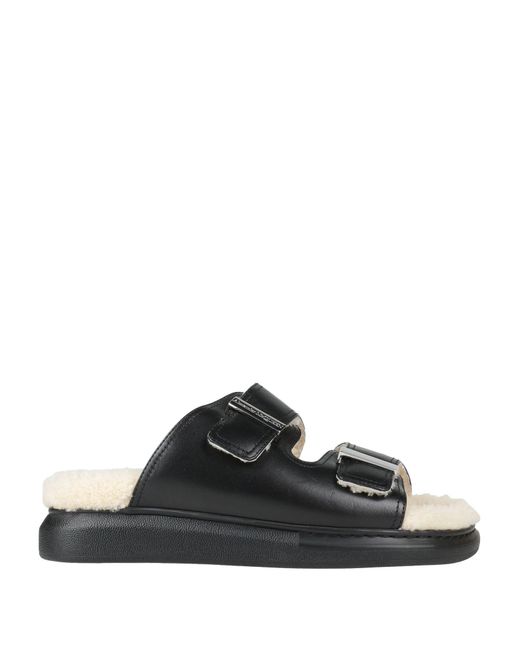 McQueen Black Shearling-Lined Slides