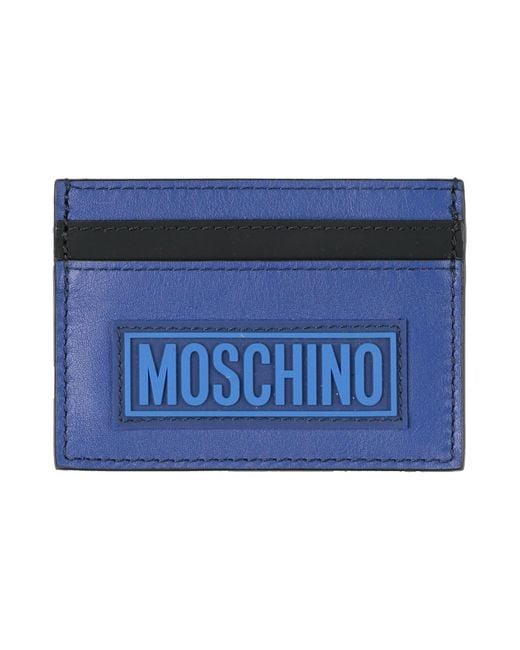 Moschino Blue Cardholder Leather, Textile Fibers for men