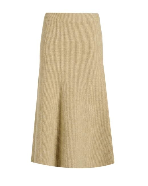 Fabiana Filippi Natural Sand Midi Skirt Virgin Wool, Mohair Wool, Polyamide, Silk, Cashmere