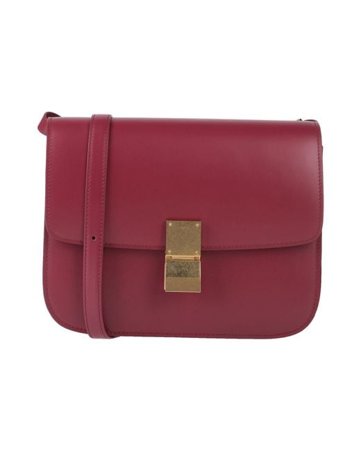 Céline Red Burgundy Cross-Body Bag Calfskin