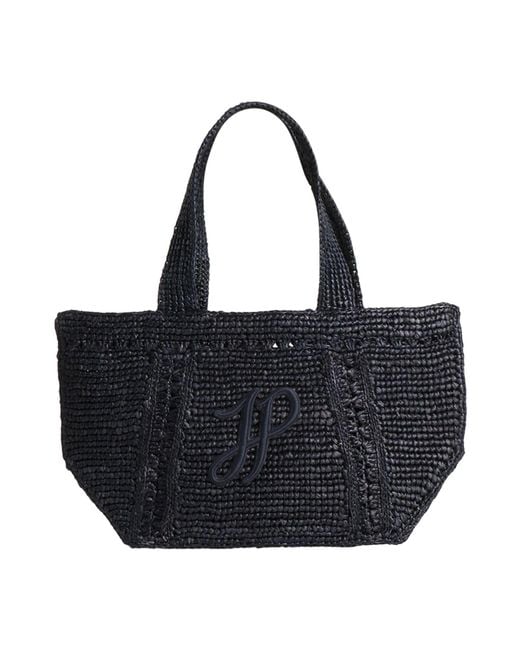 Patou Black Handbag Natural Raffia