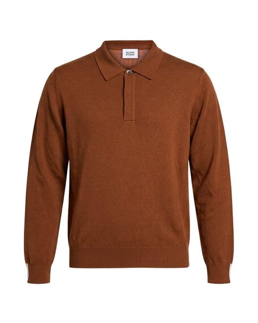 Alpha Studio Brown Sweater Geelong Wool for men
