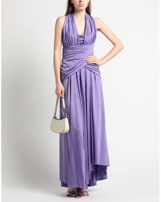 Pinko Purple Maxi Dress Acetate, Elastane